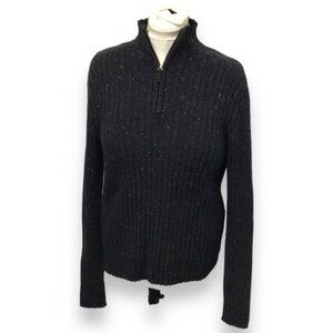 Pria Women’s 1/4 Zip Turtleneck Ribbed Pullover Sweater, Black Granite, size XL
